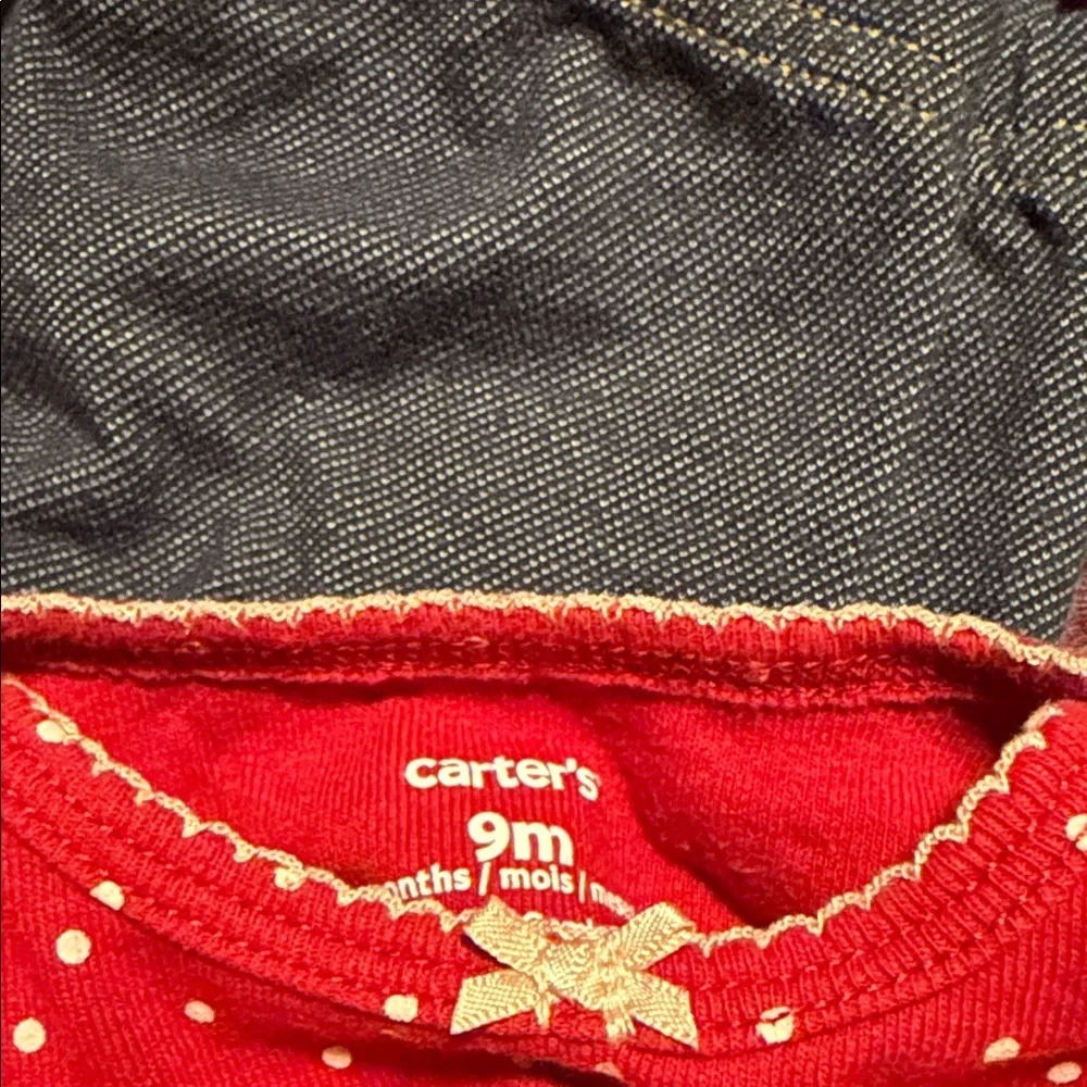 Carter's Deep Burgundy Red and Bluejean Polka Dot Kids Matching Set